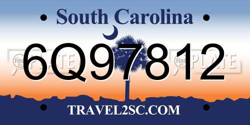 6Q97812 South Carolina License Plate