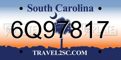 6Q97817 South Carolina License Plate