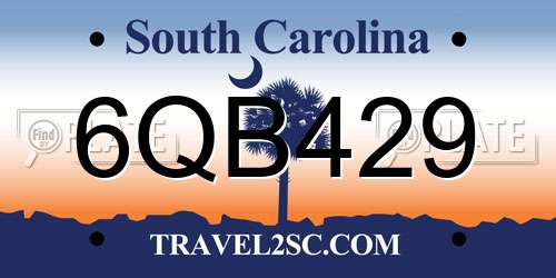 6QB429 South Carolina License Plate