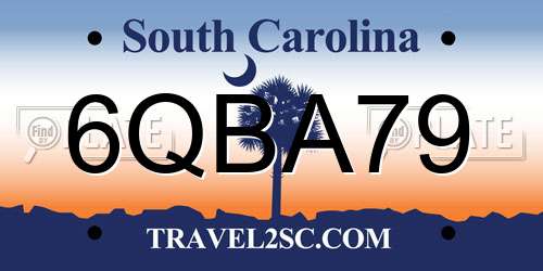6QBA79 South Carolina License Plate