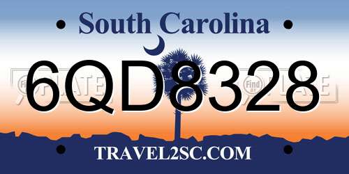 6QD8328 South Carolina License Plate
