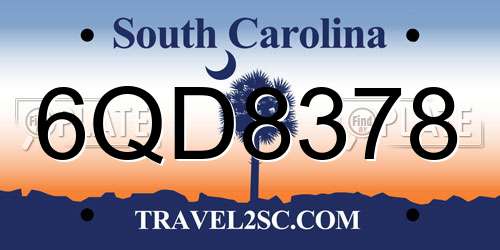 6QD8378 South Carolina License Plate
