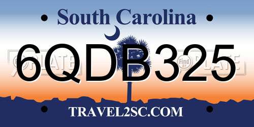 6QDB325 South Carolina License Plate