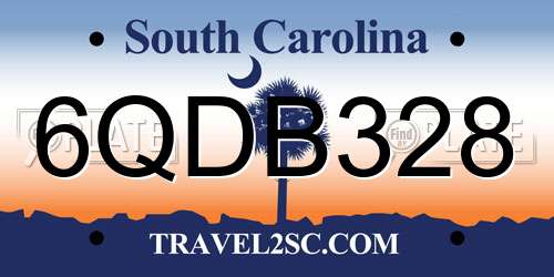 6QDB328 South Carolina License Plate