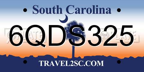 6QDS325 South Carolina License Plate