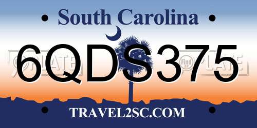 6QDS375 South Carolina License Plate