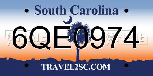 6QE0974 South Carolina License Plate