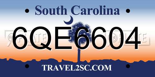 6QE6604 South Carolina License Plate