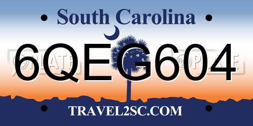 6QEG604 South Carolina License Plate