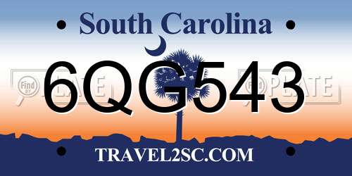 6QG543 South Carolina License Plate