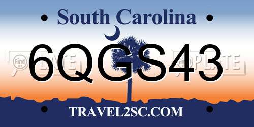6QGS43 South Carolina License Plate