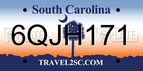6QJH171 South Carolina License Plate