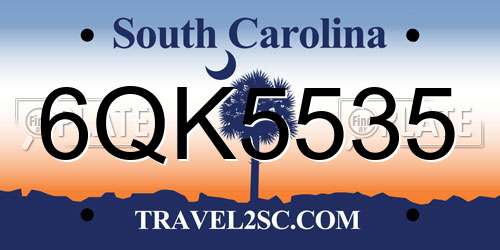 6QK5535 South Carolina License Plate