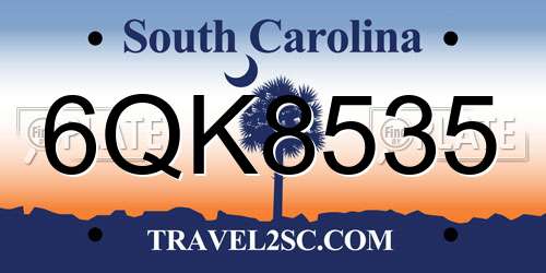 6QK8535 South Carolina License Plate