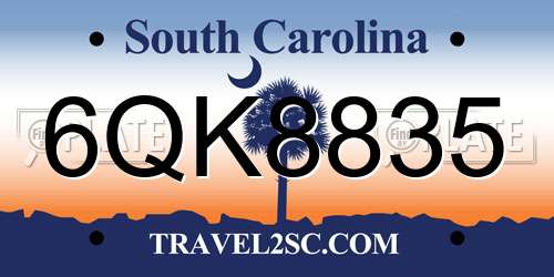 6QK8835 South Carolina License Plate