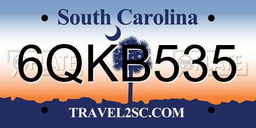 6QKB535 South Carolina License Plate