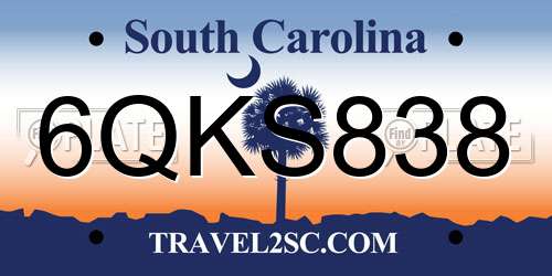 6QKS838 South Carolina License Plate