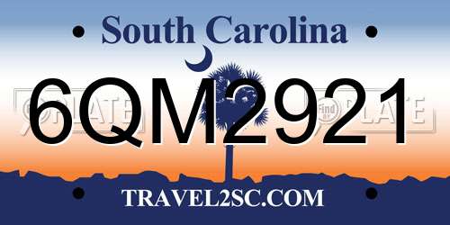 6QM2921 South Carolina License Plate