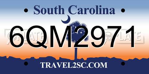 6QM2971 South Carolina License Plate