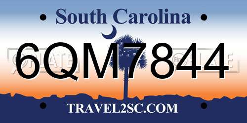6QM7844 South Carolina License Plate