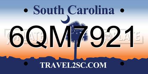 6QM7921 South Carolina License Plate