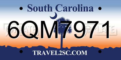 6QM7971 South Carolina License Plate