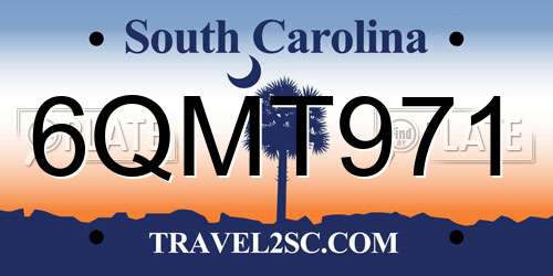 6QMT971 South Carolina License Plate
