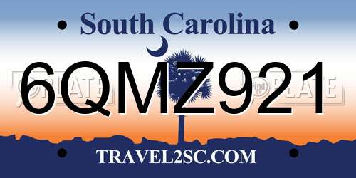 6QMZ921 South Carolina License Plate