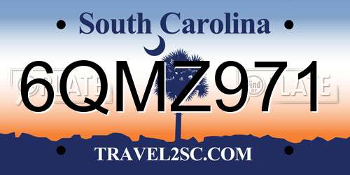 6QMZ971 South Carolina License Plate