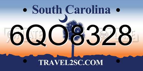 6QO8328 South Carolina License Plate