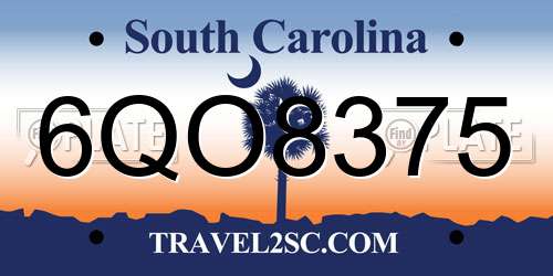 6QO8375 South Carolina License Plate