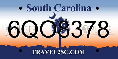 6QO8378 South Carolina License Plate