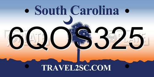6QOS325 South Carolina License Plate