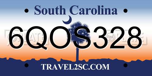 6QOS328 South Carolina License Plate
