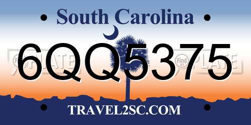 6QQ5375 South Carolina License Plate