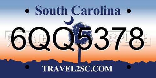6QQ5378 South Carolina License Plate