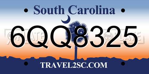 6QQ8325 South Carolina License Plate