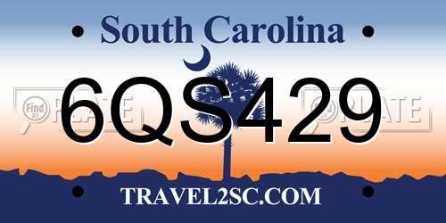 6QS429 South Carolina License Plate