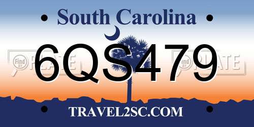 6QS479 South Carolina License Plate