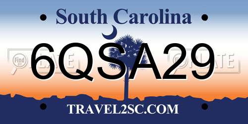 6QSA29 South Carolina License Plate