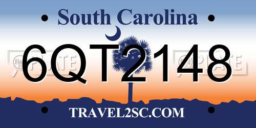 6QT2148 South Carolina License Plate