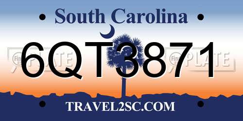 6QT3871 South Carolina License Plate