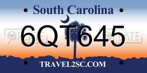 6QT645 South Carolina License Plate