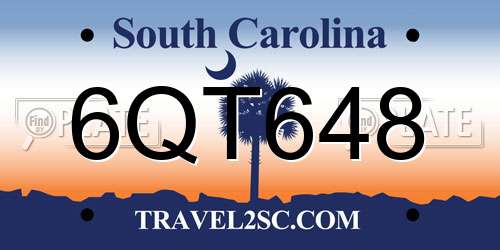 6QT648 South Carolina License Plate
