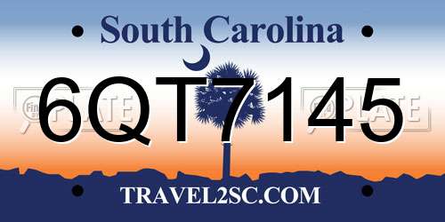 6QT7145 South Carolina License Plate