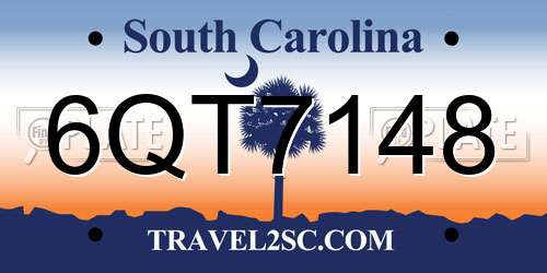 6QT7148 South Carolina License Plate