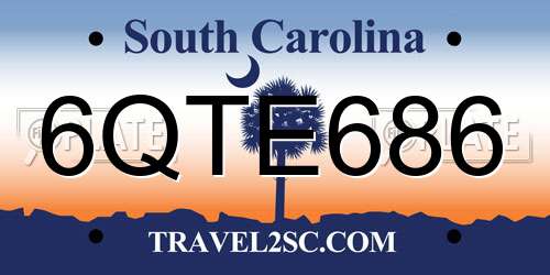 6QTE686 South Carolina License Plate