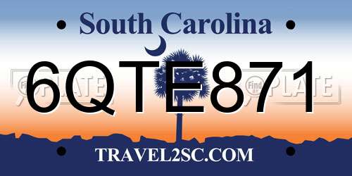 6QTE871 South Carolina License Plate