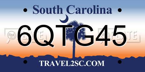 6QTG45 South Carolina License Plate
