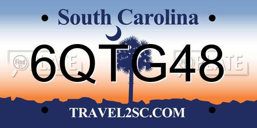6QTG48 South Carolina License Plate